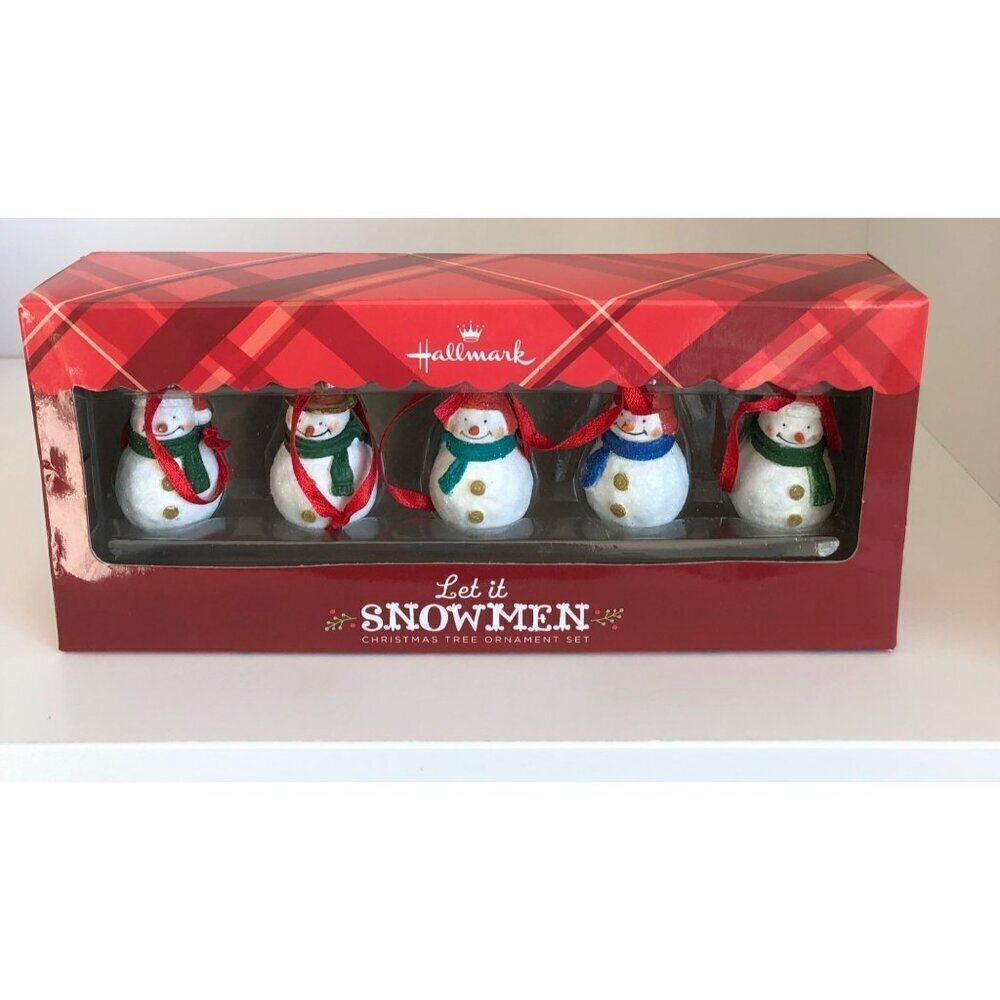 Hallmark Christmas Ornament Let‎ It Snowman Minature Set 5 Lot Christmas